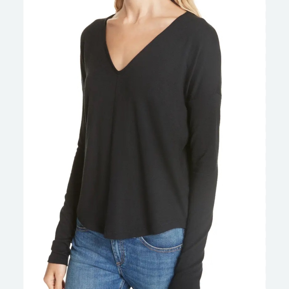 Rag & bone Elegant Black V-Neck knit Long Sleeve Top